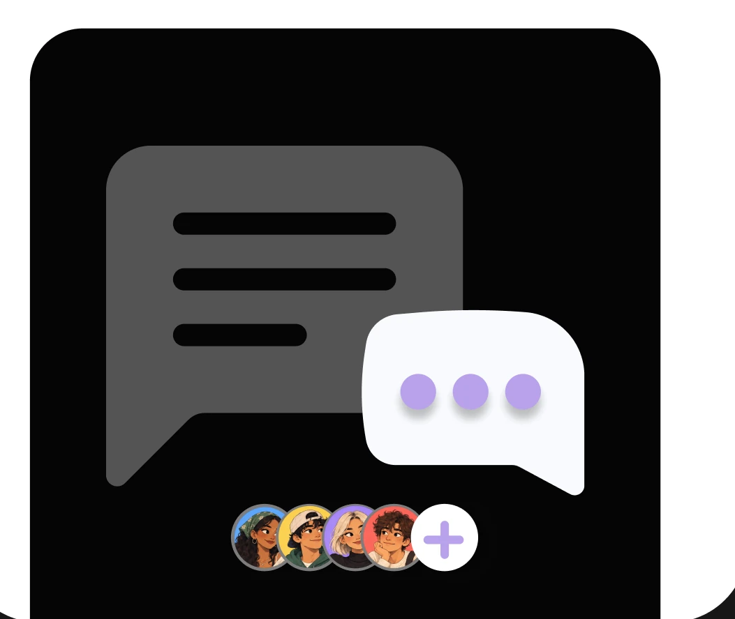 Chat bubbles with student avatars